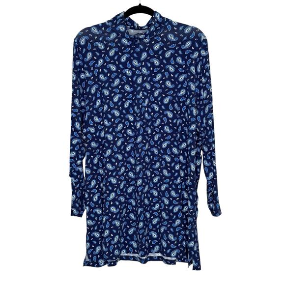 Lands End 3X Rash Guard Paisley Long Sleeve Swim Tunic UPF 50 Beach Pool - Picture 1 of 12